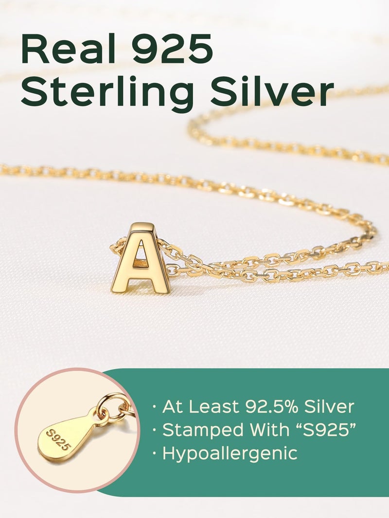 ChicSilver Letter A Necklace, 14K Gold Plated Sterling Silver Small Dainty Initial Pendant Necklace Personalized Name Necklace Tiny Alphabet Charm Necklace - Image 4